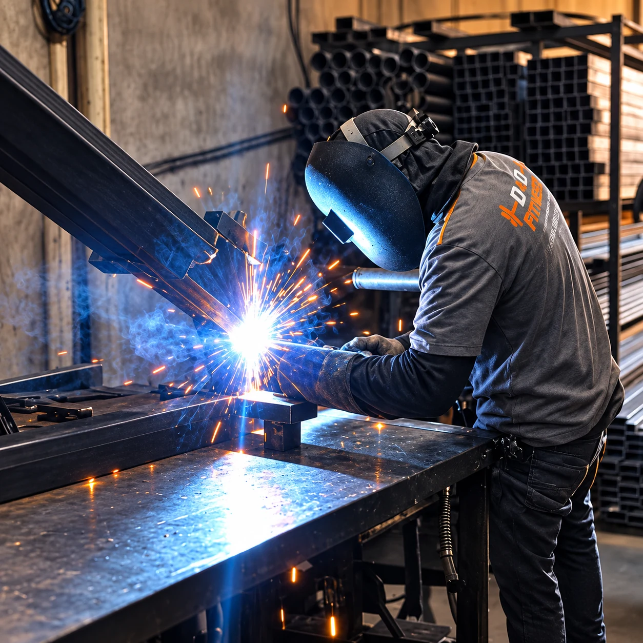 Profissional realizando soldagem na fabricação de equipamentos